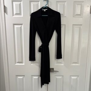 Diane Von Furstenberg Black Long Sleeve Wrap Dress